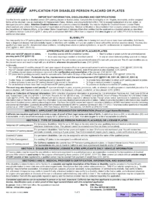 DMV Handicap Placard Form