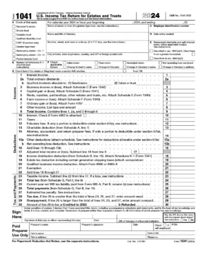 Form 1041 for US Tax Return
