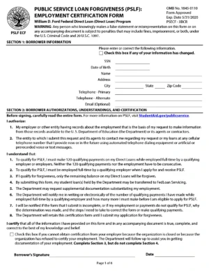 PSLF Employment Certification Form