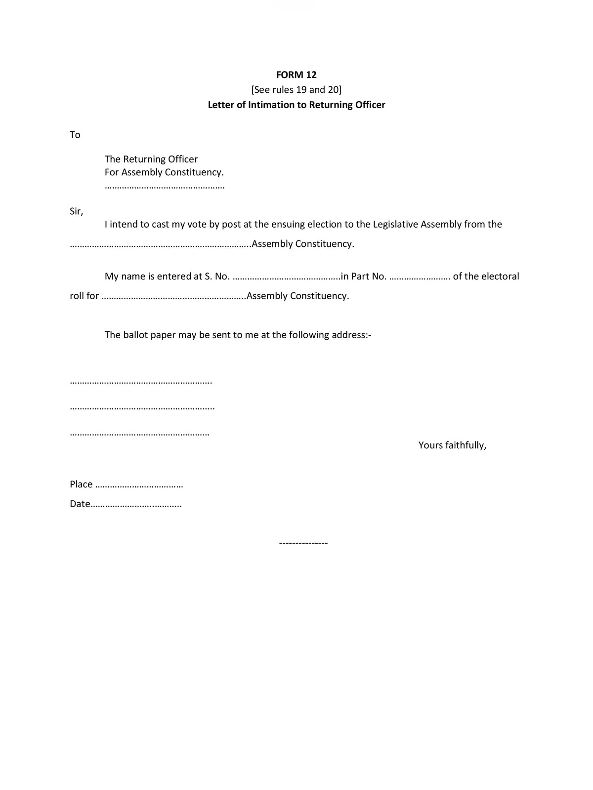 Form 12 Election