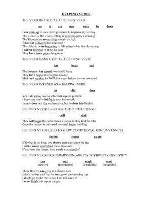 Helping Verb List