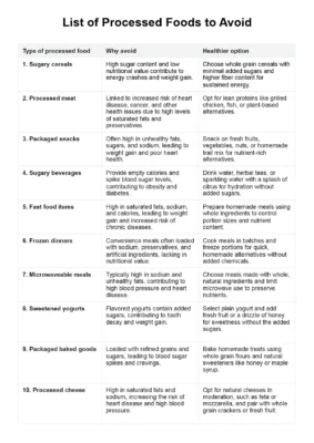 List of Processed Foods to Avoid
