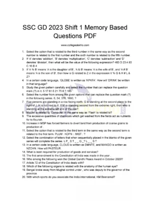 SSC GD Question Paper [y]
