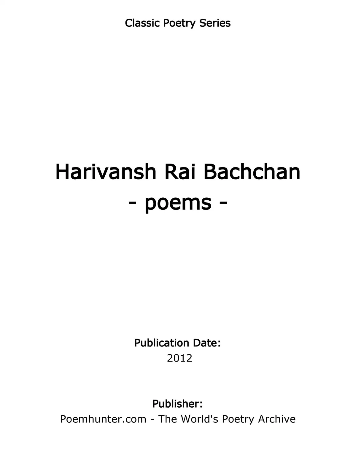 Harivansh Rai Bachchan Poems