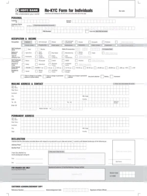 HDFC Bank Re-KYC Form for Individuals