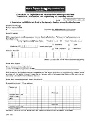 PNB Internet Banking Form