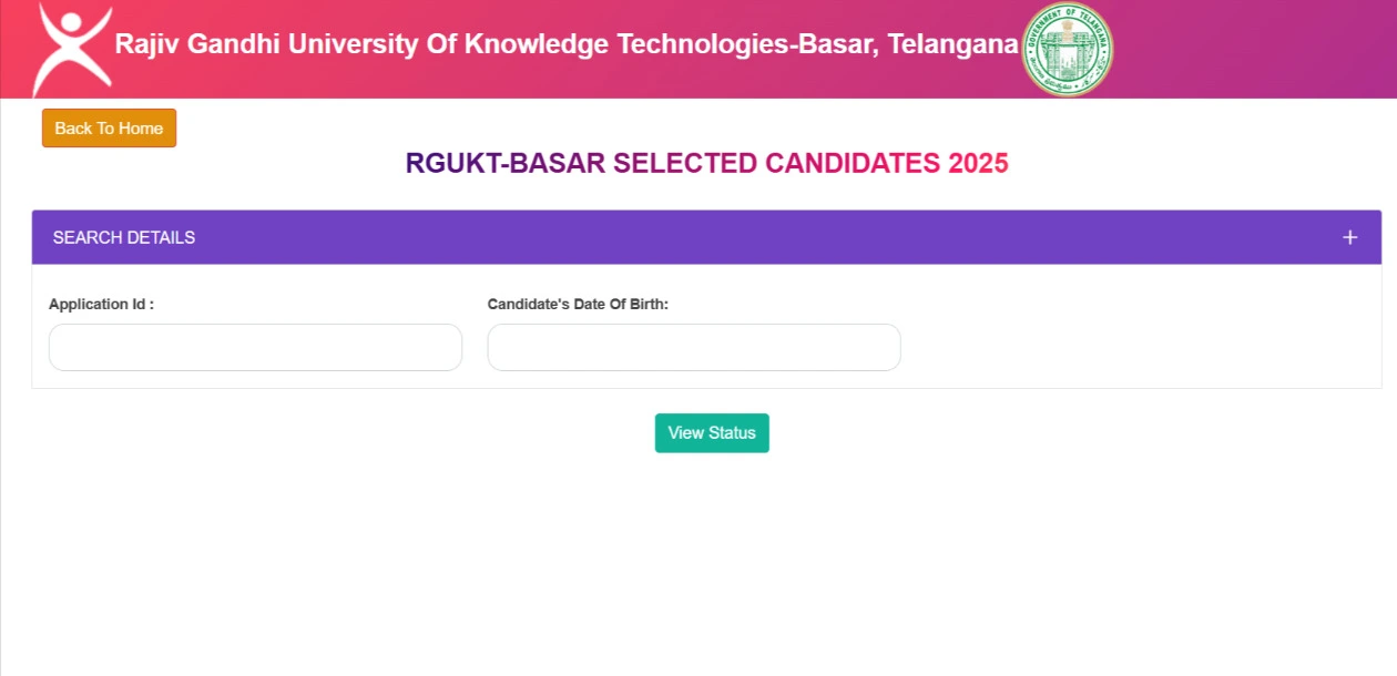RGUKT Basar Selection Merit List 2025