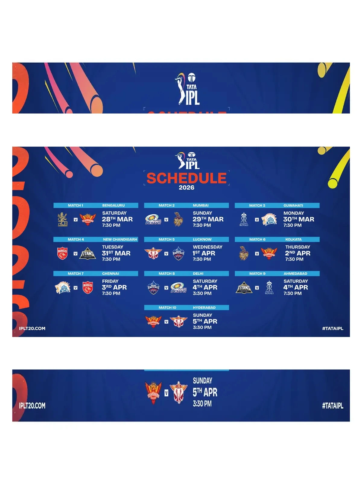 Tata IPL 2026 Match Schedule