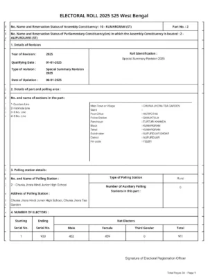 West Bengal Voter List 2026